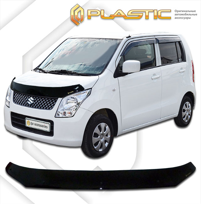 Дефлектор капота Classic черный Suzuki Wagon R  2008-2011 СА Пластик