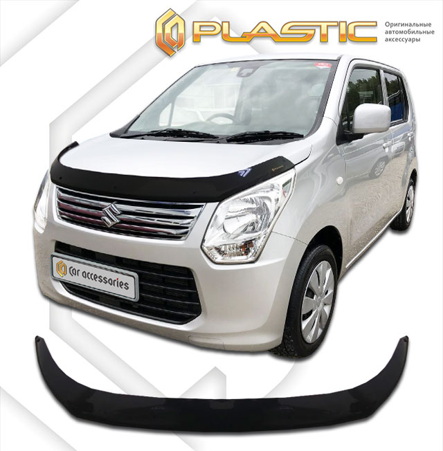 Дефлектор капота Classic черный Suzuki Wagon R  2012-2014 СА Пластик