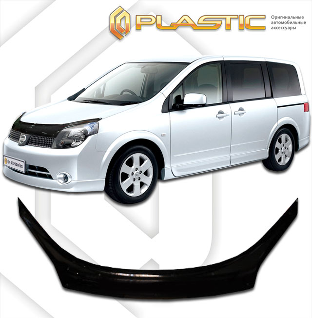 Дефлектор капота (exclusive) Classic черный Nissan Lafesta  2004-2007 СА Пластик