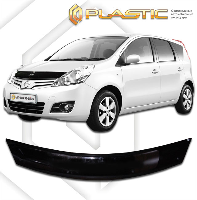 Дефлектор капота Classic черный Nissan Note  2008–2012 СА Пластик