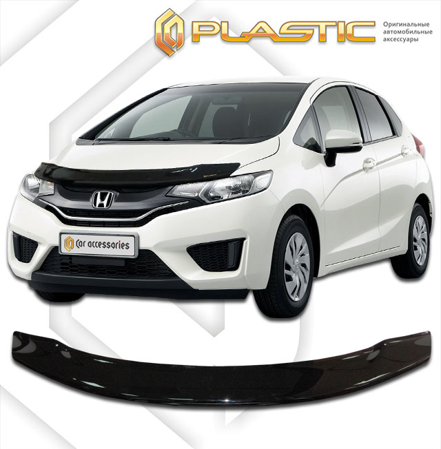 Дефлектор капота Classic черный Honda Fit  2014–н.в. СА Пластик