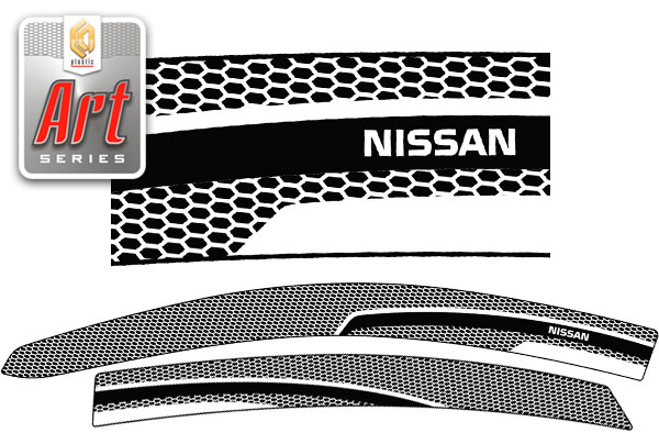 Ветровики дверей Серия "Art" серебро Nissan Almera  2012–н.в. СА Пластик