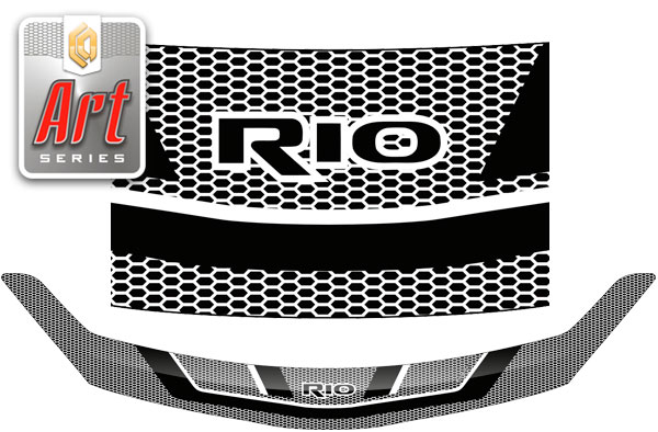 Дефлектор капота Серия "Art" серебро Kia Rio X-Line  2017–2020 СА Пластик