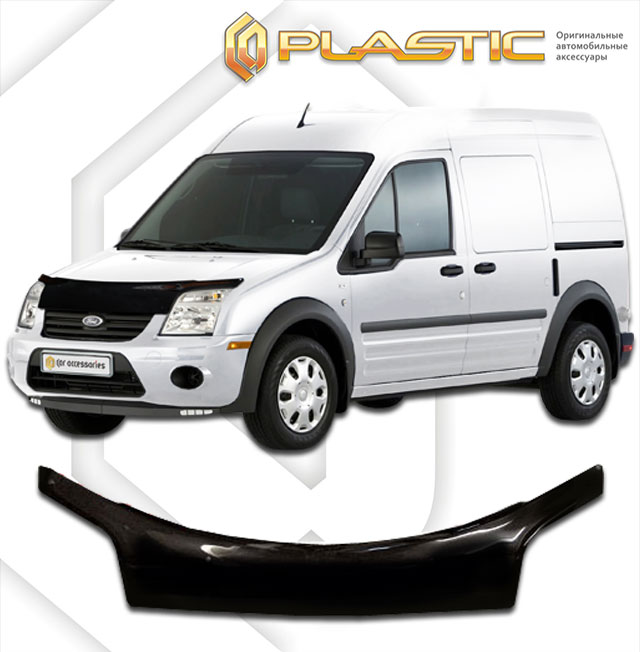 Дефлектор капота (exclusive) Classic черный Ford Transit Connect 2008 СА Пластик