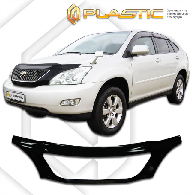 Дефлектор капота (exclusive) Classic черный Toyota Harrier  2003-2013 СА Пластик