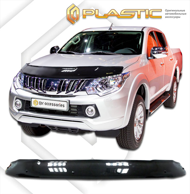 Дефлектор капота Classic черный Mitsubishi Triton  2015–н.в. СА Пластик