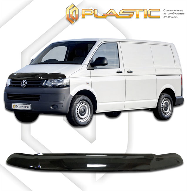 Дефлектор капота (exclusive) Classic черный Volkswagen Caravelle  2010–2015  СА Пластик