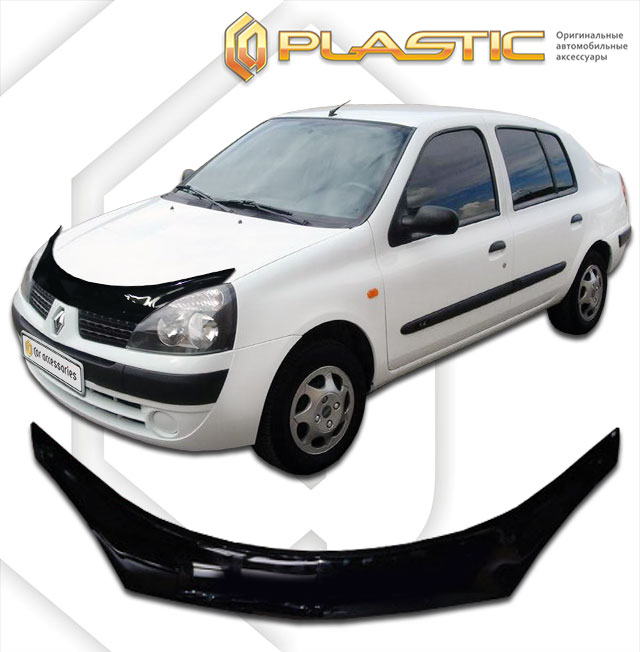Дефлектор капота (exclusive) Classic черный Renault Symbol  2006-2009 СА Пластик