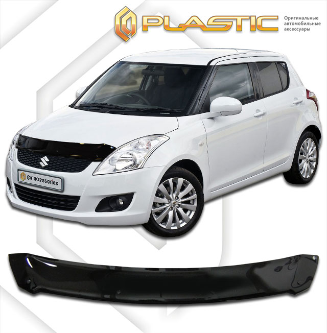 Дефлектор капота Classic черный Suzuki Swift хетчбек 2010–2016 СА Пластик