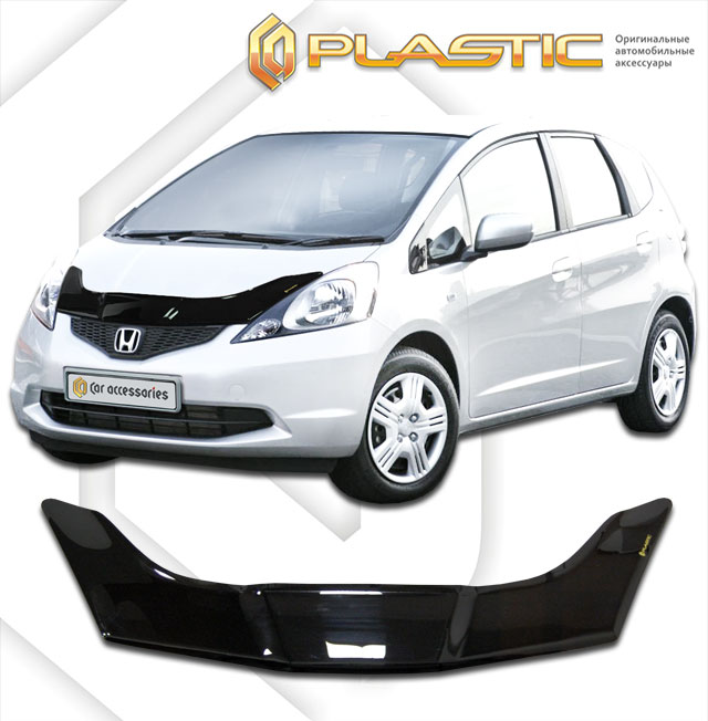Дефлектор капота Classic черный Honda Jazz  2008-2013 СА Пластик