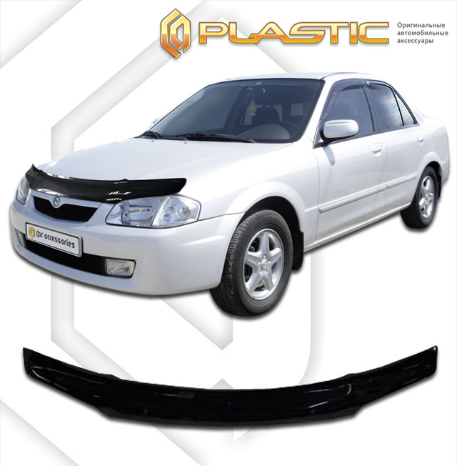 Дефлектор капота Classic черный Mazda Familia  1997-2001 СА Пластик