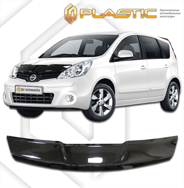 Дефлектор капота Classic черный Nissan Note  2010–2014 СА Пластик