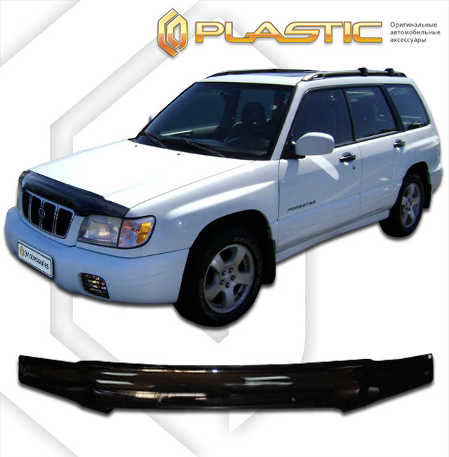 Дефлектор капота Classic черный Subaru Forester рестайлинг 2000-2002 СА Пластик