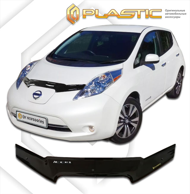 Дефлектор капота Classic черный Nissan Leaf  2009-2017 СА Пластик
