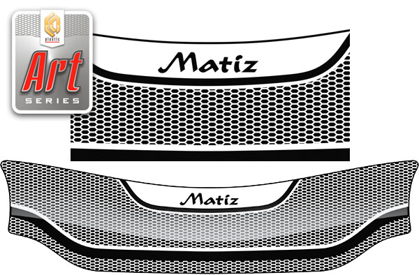 Дефлектор капота Серия "Art" серебро Daewoo Matiz  2000–2011 СА Пластик