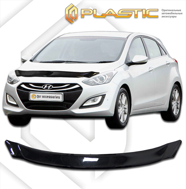 Дефлектор капота Classic черный Hyundai i30 хэтчбэк 2012–н.в.  СА Пластик