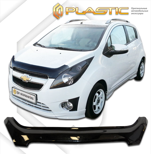 Дефлектор капота Classic черный Chevrolet Spark  2010–н.в. СА Пластик