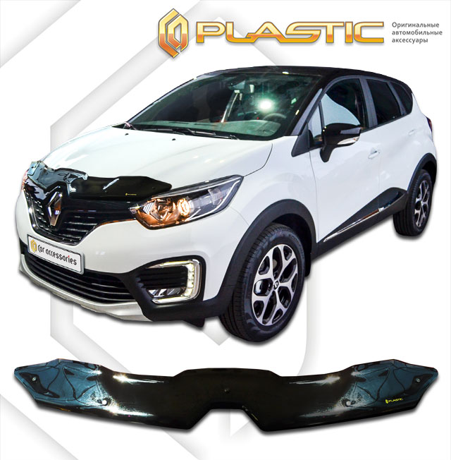 Дефлектор капота Classic черный Renault Kaptur  2016–н.в. СА Пластик