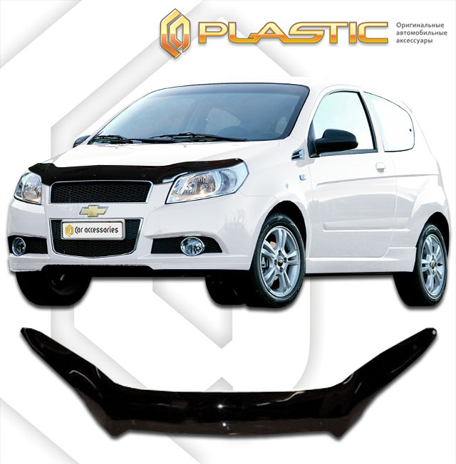 Дефлектор капота Classic черный Chevrolet Aveo хэтчбэк 2008-2011 СА Пластик
