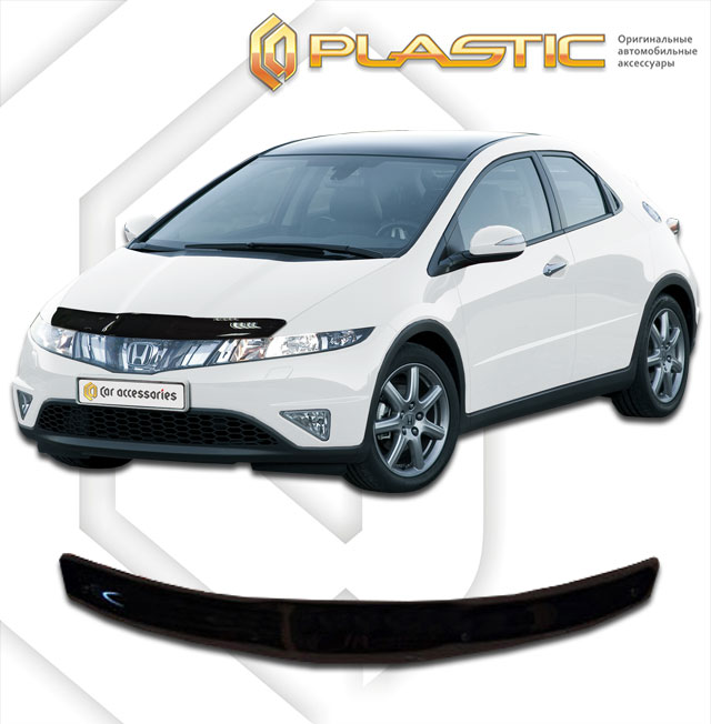 Дефлектор капота Classic черный Honda Civic 5D  2007-2012 СА Пластик