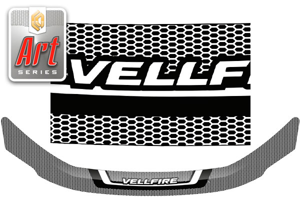 Дефлектор капота Серия "Art" серебро Toyota Vellfire  2008–2015 СА Пластик