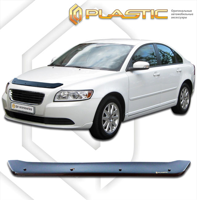 Дефлектор капота Classic черный Volvo S40  2004–2012 СА Пластик