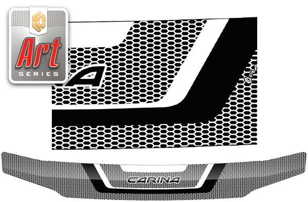 Дефлектор капота Серия "Art" серебро Toyota Carina  1997-2001 СА Пластик