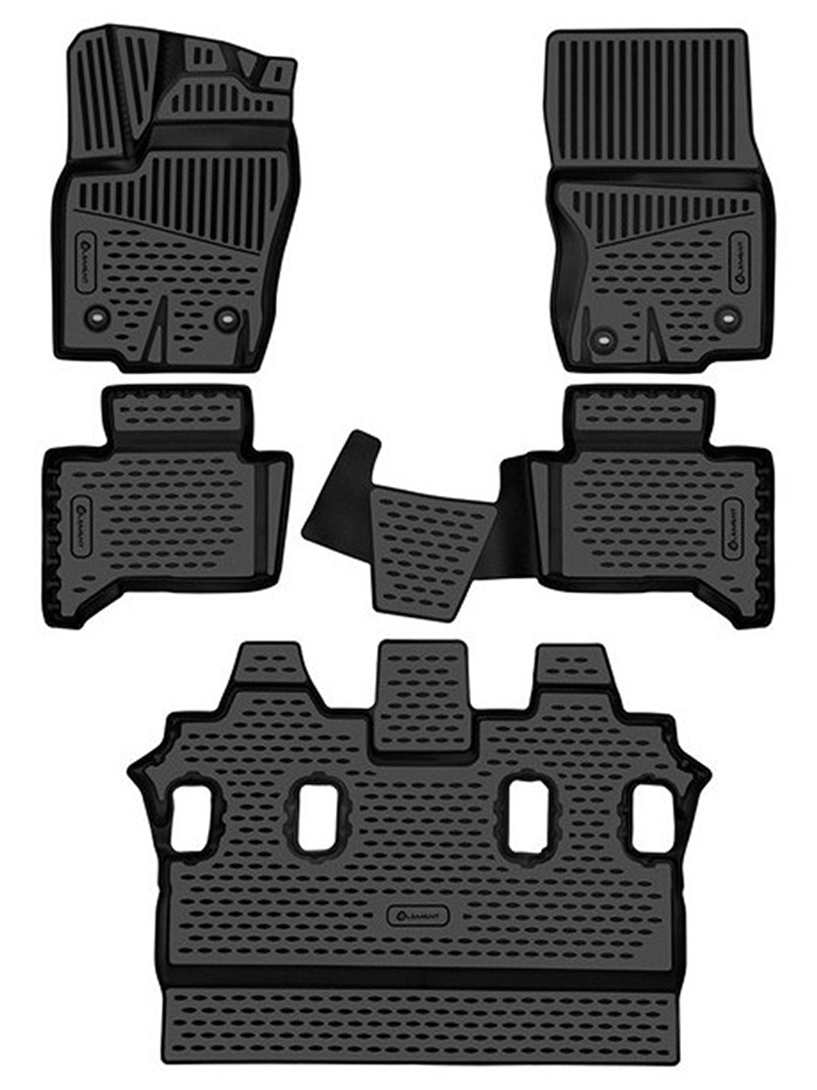 Коврики 3D в салон для TOYOTA Land Cruiser Prado (250) 2023 7 мест - 5 шт. (полиуретан)