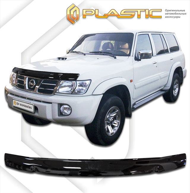 Дефлектор капота Classic черный Nissan Patrol  1997-2004 СА Пластик