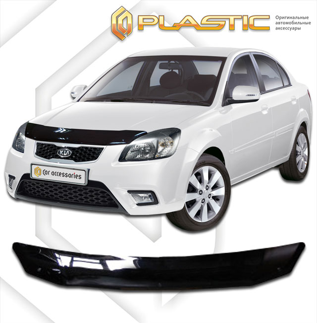 Дефлектор капота Classic черный Kia Rio хетчбэк 2005-2011 СА Пластик