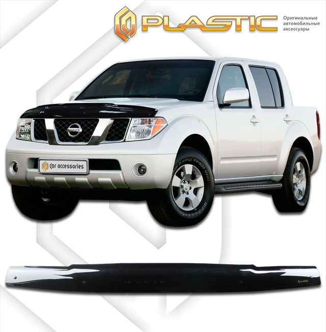 Дефлектор капота Classic черный Nissan Navara  2005-2010 СА Пластик
