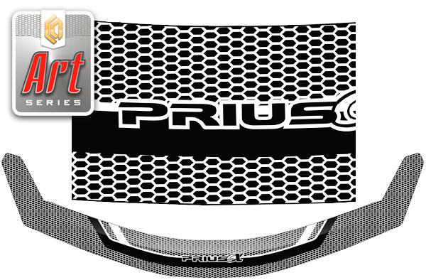 Дефлектор капота Серия "Art" серебро Toyota Prius a  2011–2021 СА Пластик