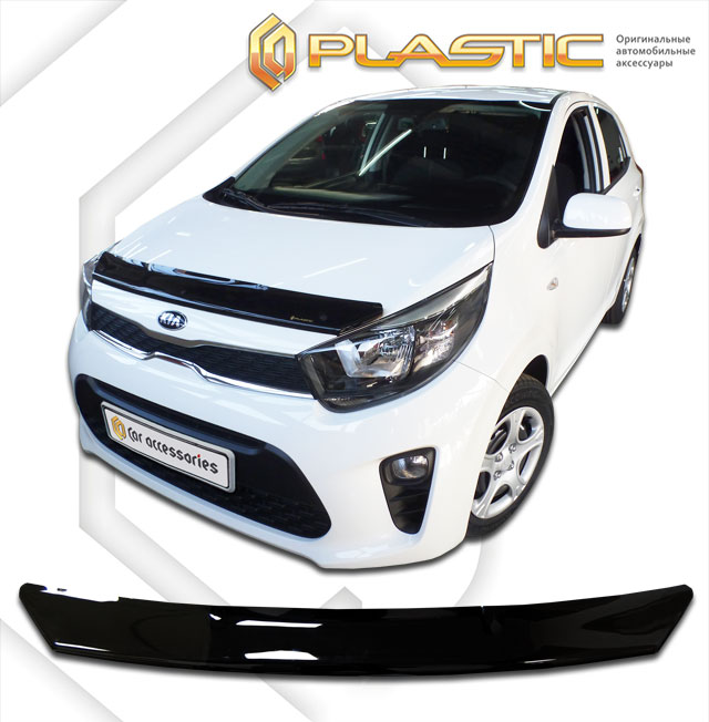 Дефлектор капота Classic черный Kia Picanto  2017–н.в.  СА Пластик