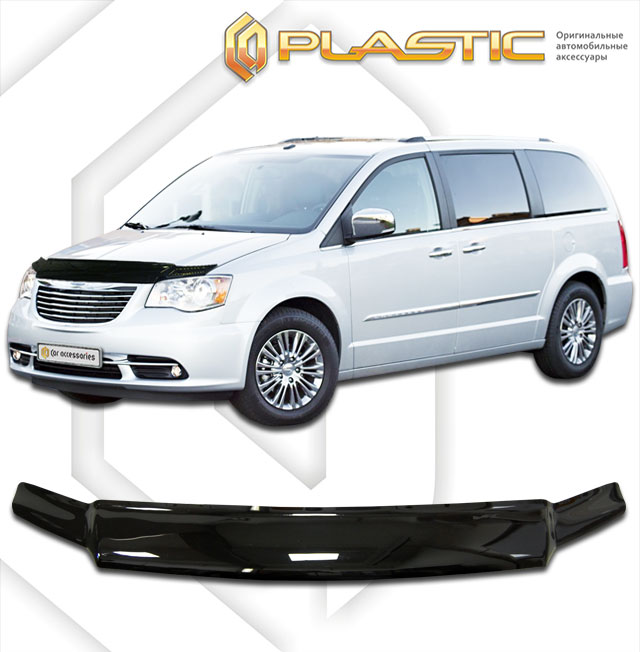 Дефлектор капота Classic черный Chrysler Grand Voyager  2011-2015 СА Пластик