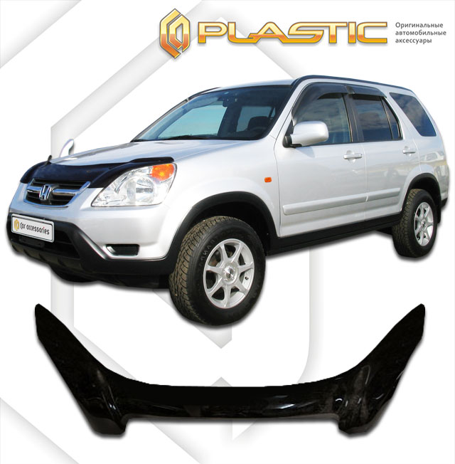 Дефлектор капота (exclusive) Classic черный Honda CR-V  2001-2006 СА Пластик