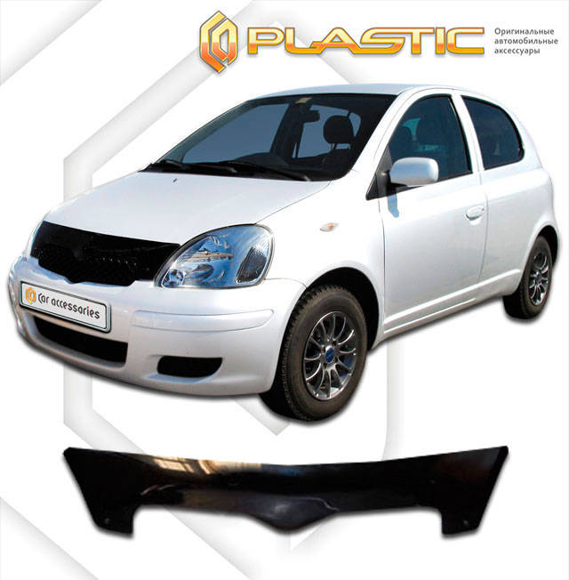 Дефлектор капота Classic черный Toyota Vitz 3 door 1999-2005  СА Пластик