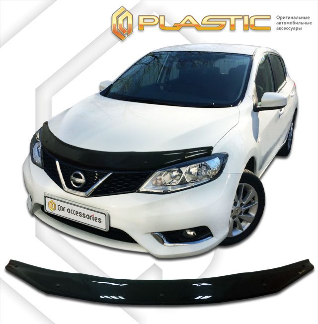 Дефлектор капота Classic черный Nissan Tiida  2015–н.в. СА Пластик
