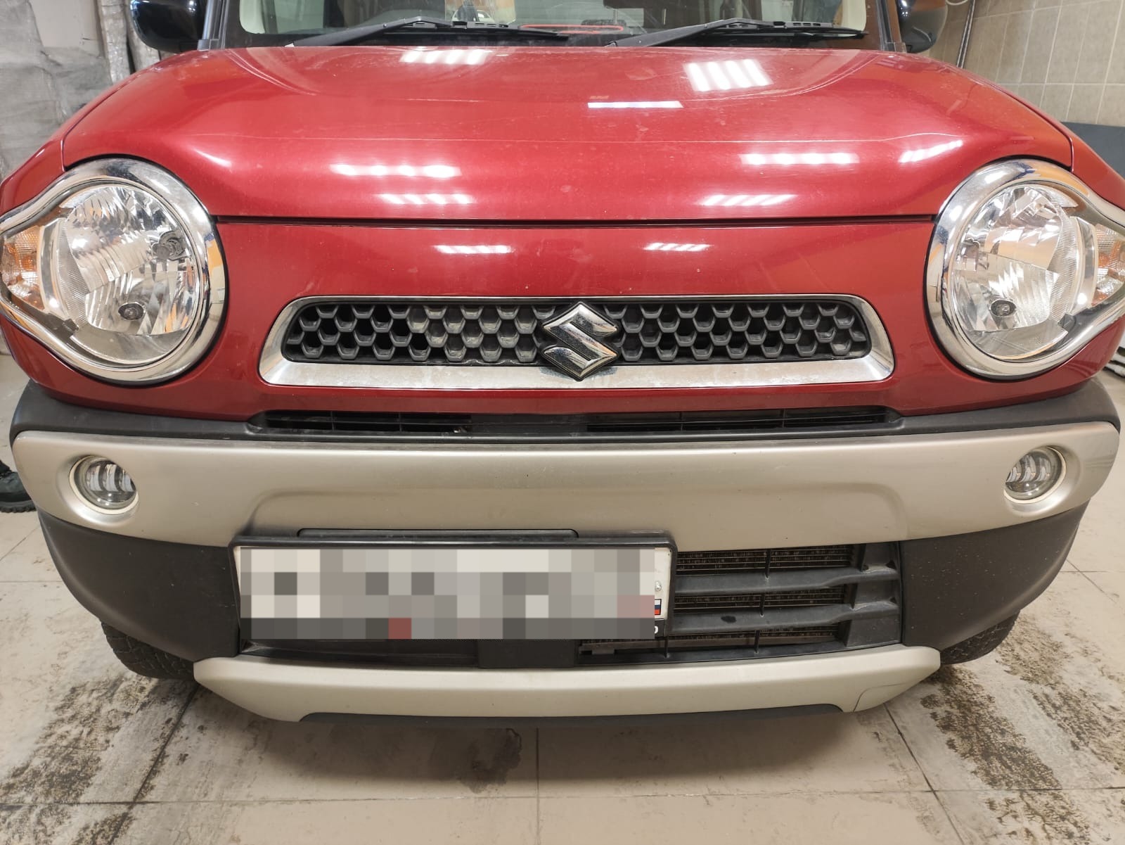 Утеплитель радиатора кожаный Suzuki Hustler 2014-2019 1 часть (нижняя)
