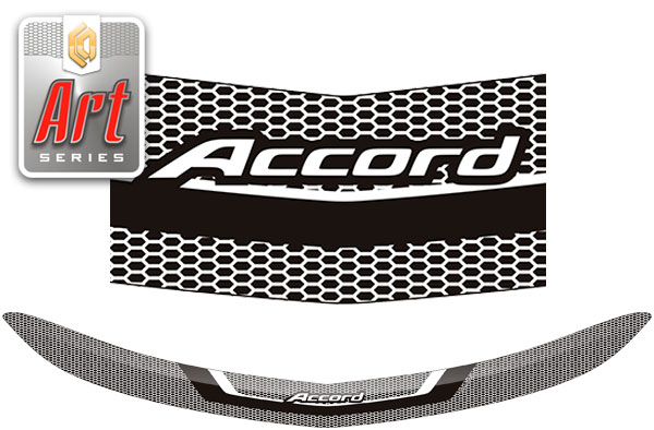 Дефлектор капота Серия "Art" серебро Honda Accord  2008-2012 СА Пластик