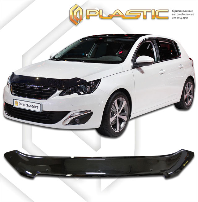 Дефлектор капота Classic черный Peugeot 308  2014–н.в. СА Пластик