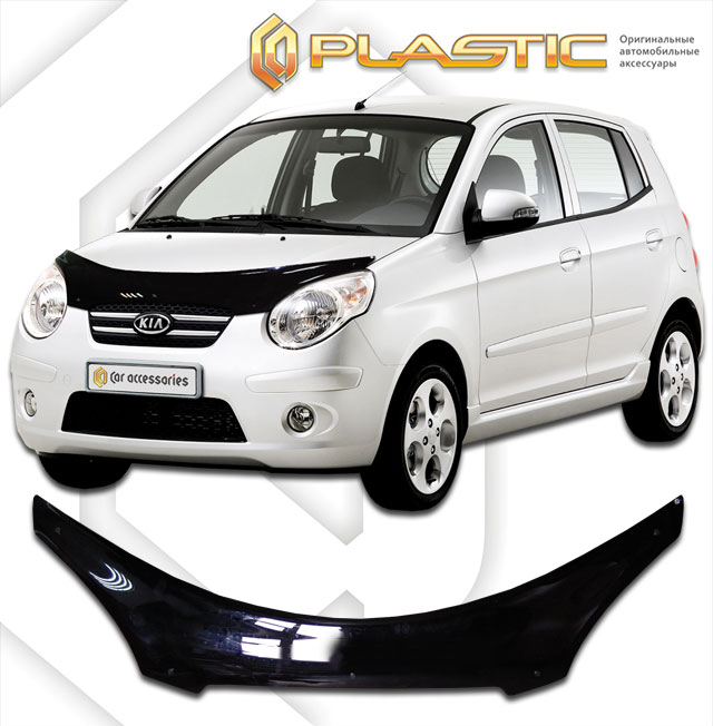 Дефлектор капота Classic черный Kia Picanto  2007 СА Пластик