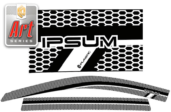 Ветровики дверей Серия "Art" серебро Toyota Ipsum  1996-1998 СА Пластик