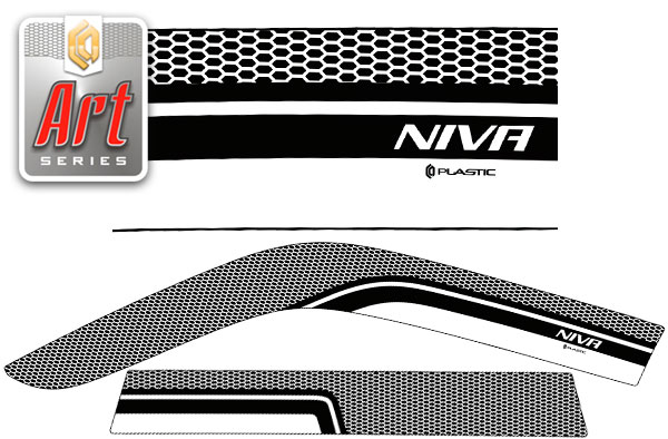 Ветровики дверей Серия "Art" серебро Chevrolet Niva  2001-2009 СА Пластик