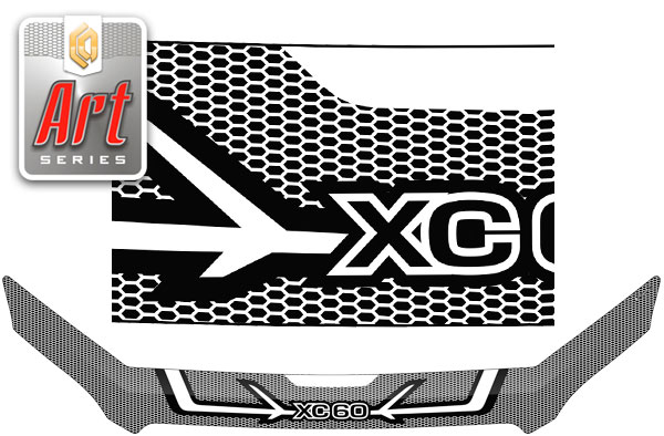 Дефлектор капота Серия "Art" серебро Volvo XC60  2017–н.в.  СА Пластик