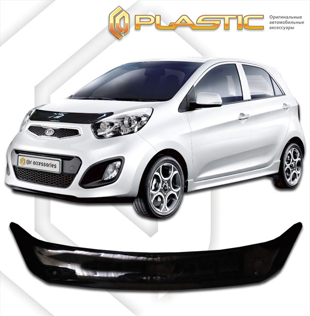 Дефлектор капота Classic черный Kia Picanto 3 Door 2011–н.в. СА Пластик