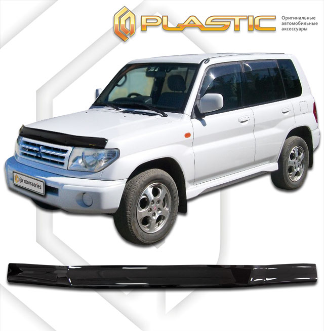 Дефлектор капота Classic черный Mitsubishi Pajero IO  1998-2007 СА Пластик