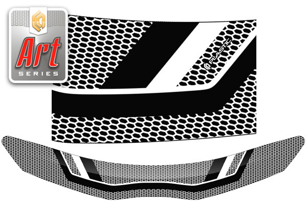 Дефлектор капота Серия "Art" серебро Toyota Vitz  2010–2016 СА Пластик