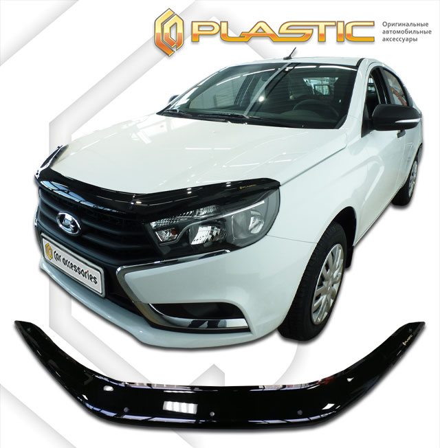 Дефлектор капота Classic черный ВАЗ Lada Vesta SW, Vesta Cross универсал 2015–н.в. СА Пластик