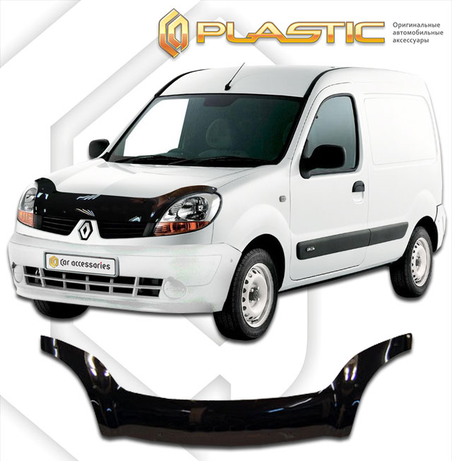 Дефлектор капота (exclusive) Classic черный Renault Kangoo  2003-2007 СА Пластик