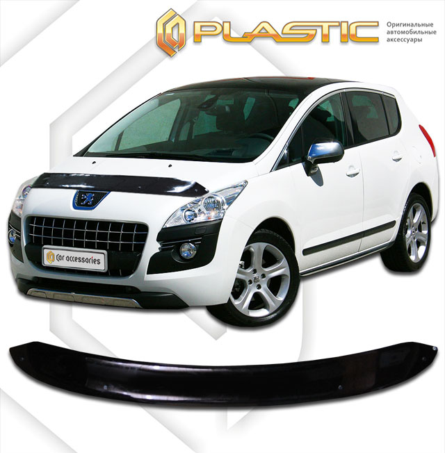 Дефлектор капота Classic черный Peugeot 3008  2009-2014 СА Пластик